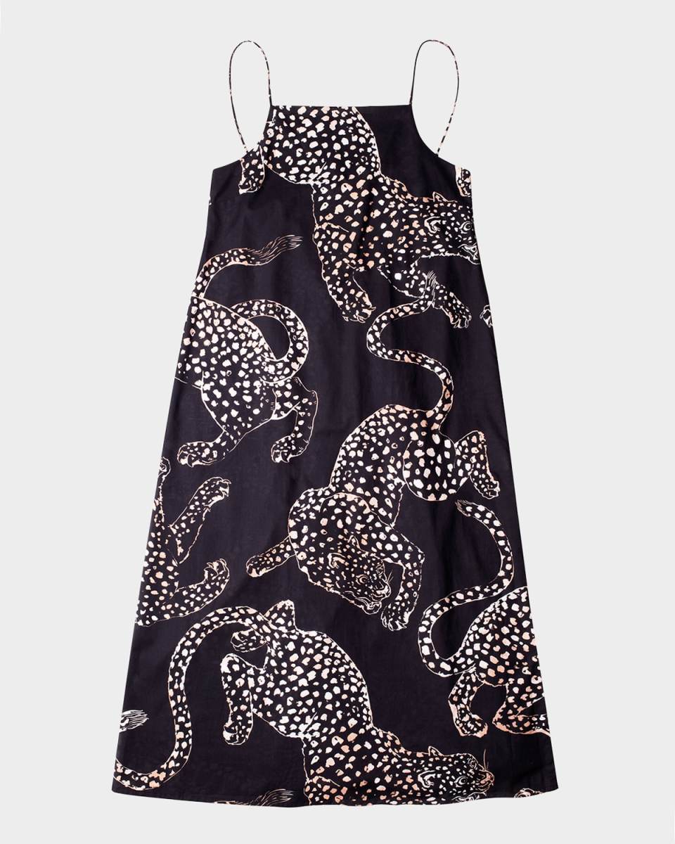 Jag-Print Square-Neckline Cotton Slip Night